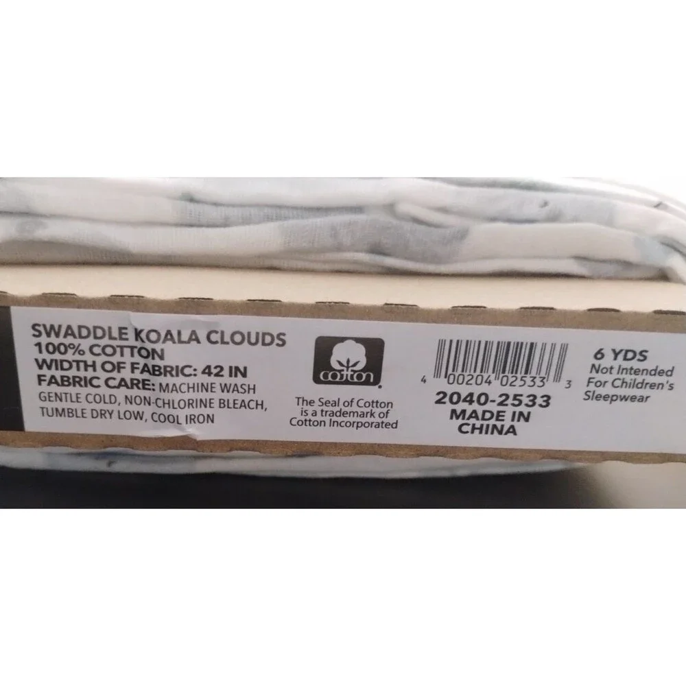 Nursery Swaddle Soft Cotton Gauze Fabric BTY - Koala Clouds Hot Air Balloons NEW